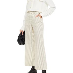 Maison Margiela Wool Logo Stripe Wide-Leg Trousers Cream Black Size 40 IT